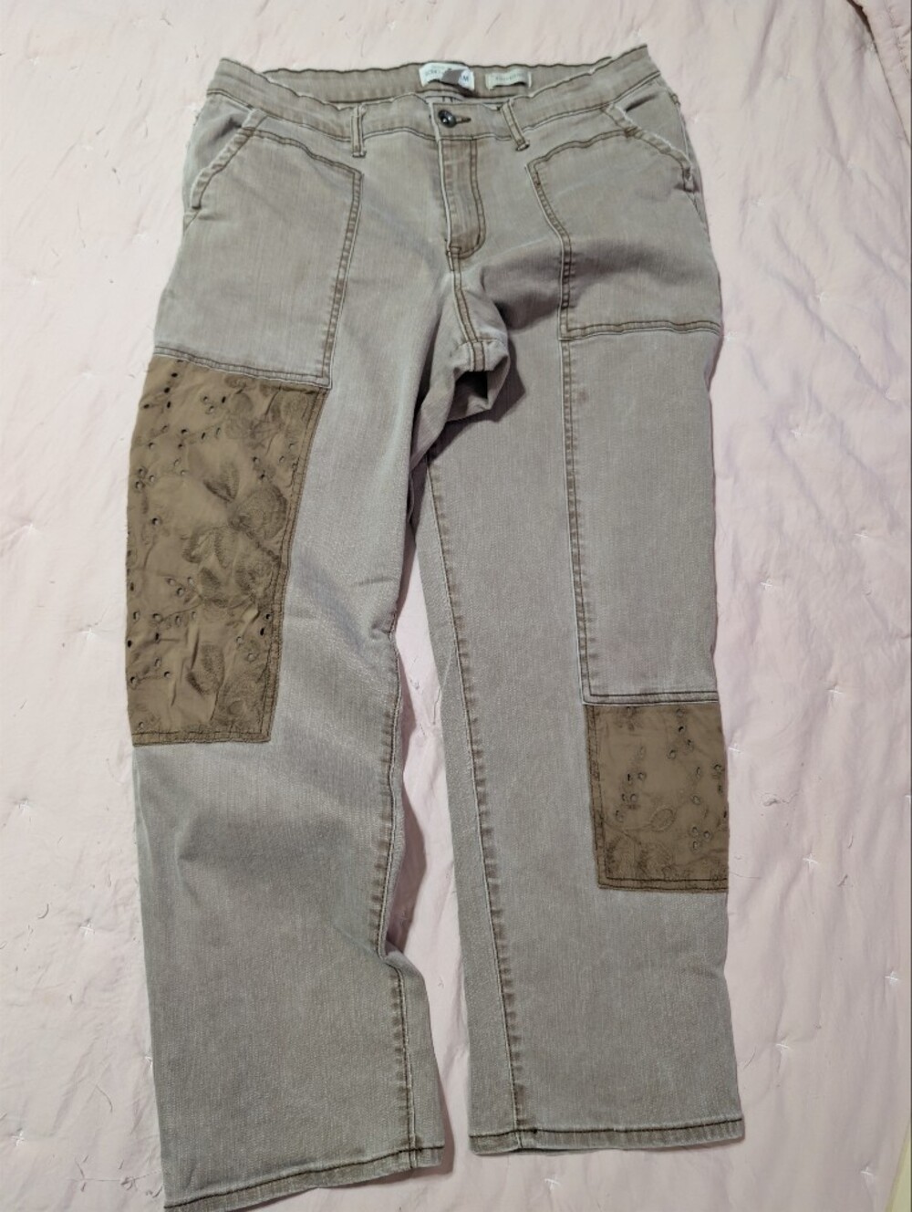 LOGO by Lori Goldstein Special Edition Patchwork Boyfriend Jeans Cardamom Olive